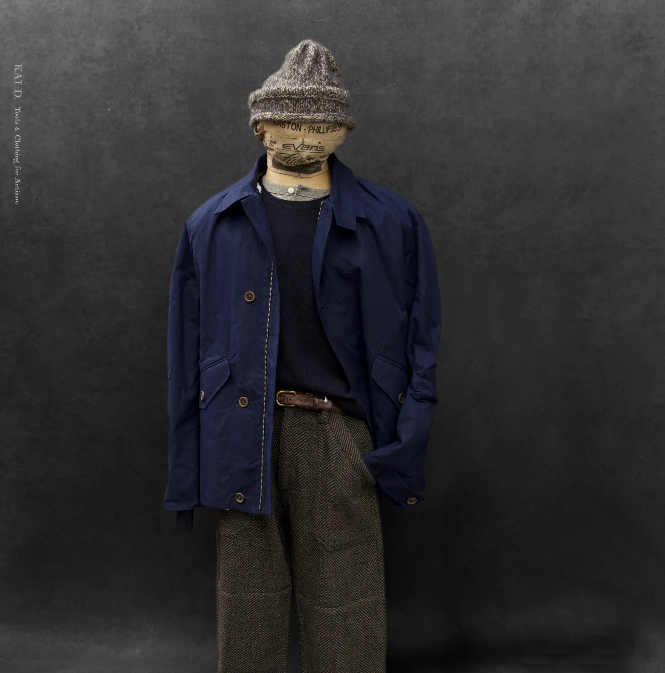 Army Inspired A Jacket - Navy Waxed Cotton - M