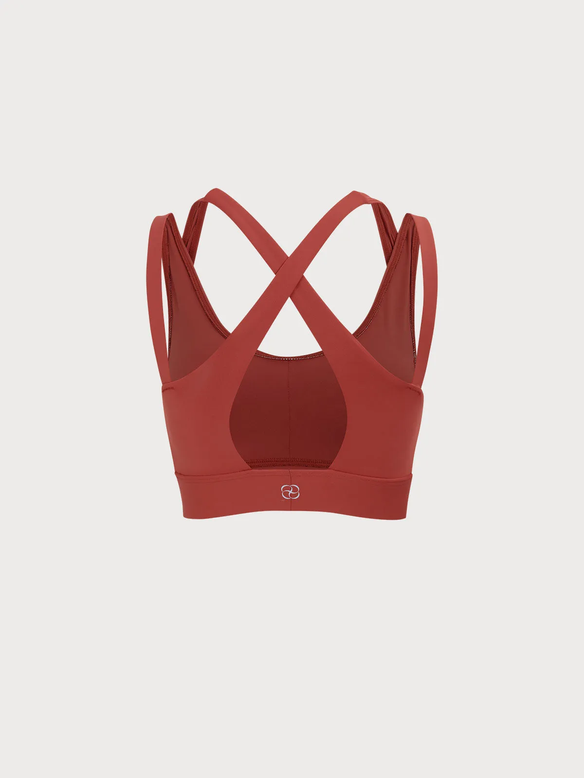 Brick Red X-Cross Sports Bra--Medium Support