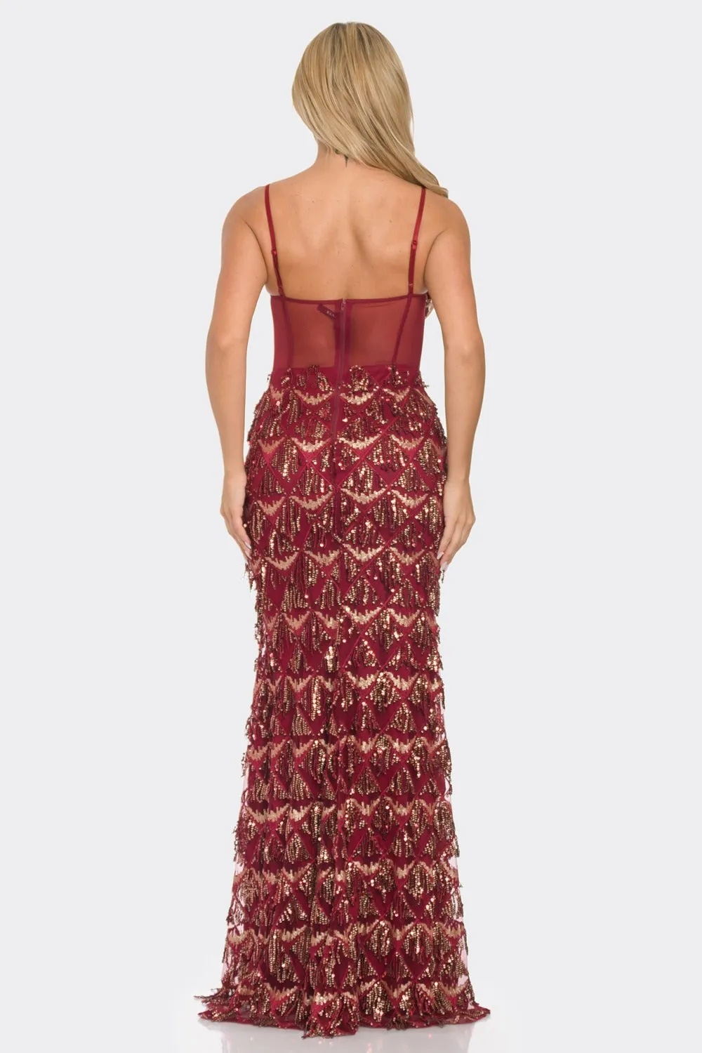 Carmen Burgundy/Gold Maxi Dress