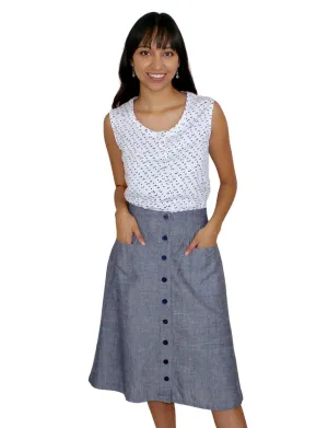 Chambray Midi Skirt by Passion Lilie