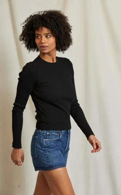 Clyde Rib Long Sleeve Tee Black