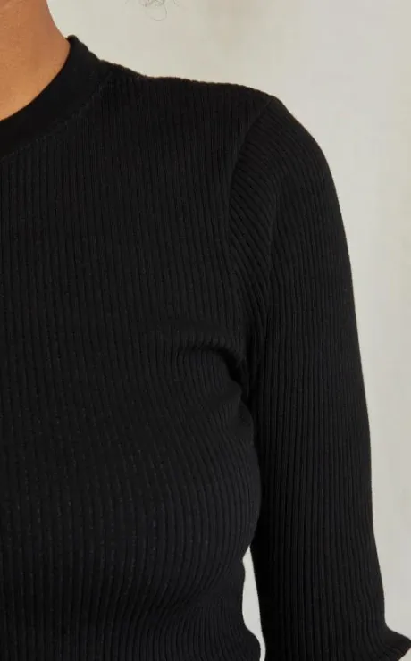 Clyde Rib Long Sleeve Tee Black