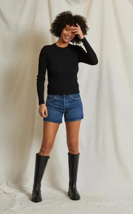 Clyde Rib Long Sleeve Tee Black