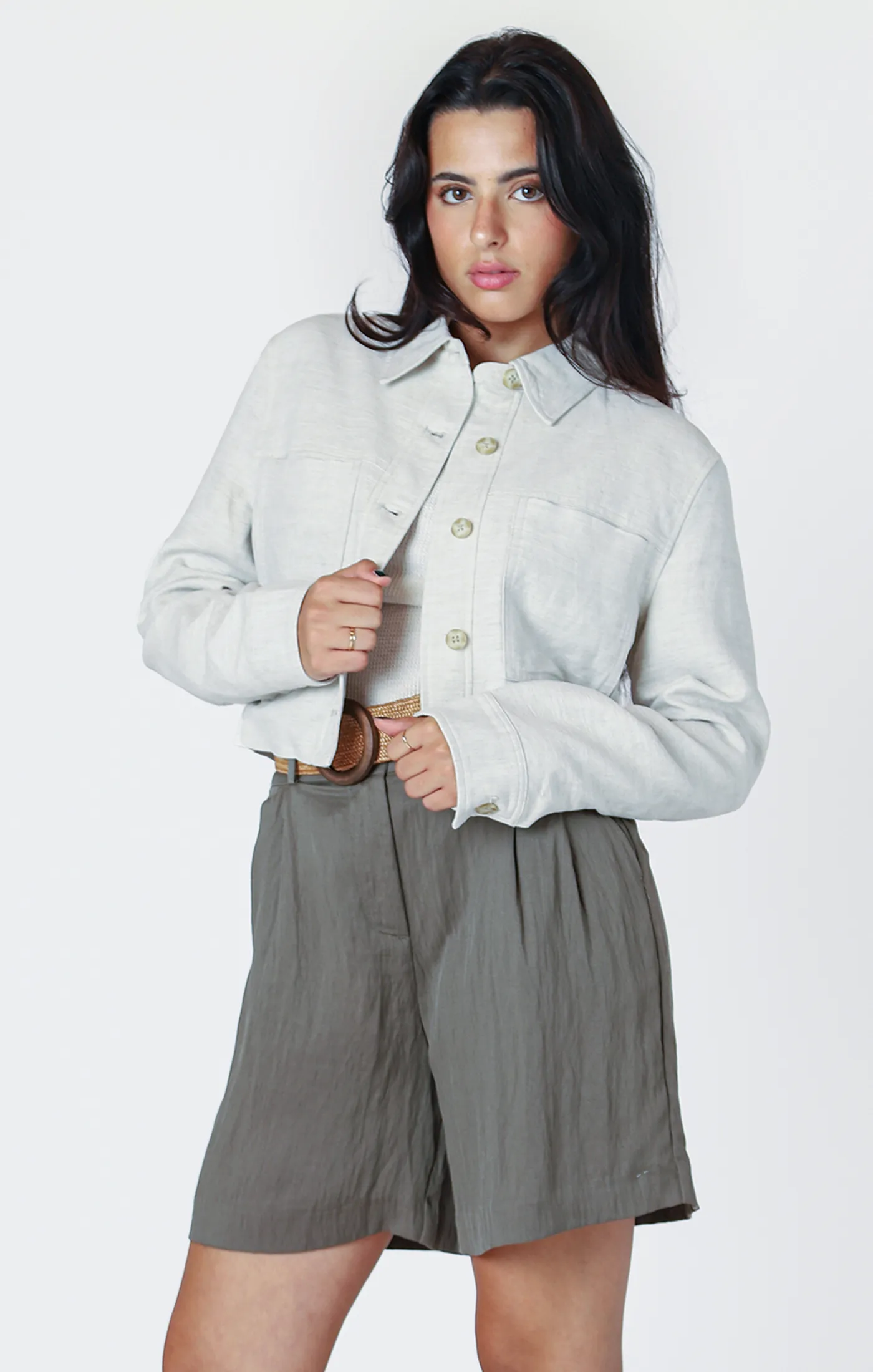 Cropped Utility Jacket | Natural