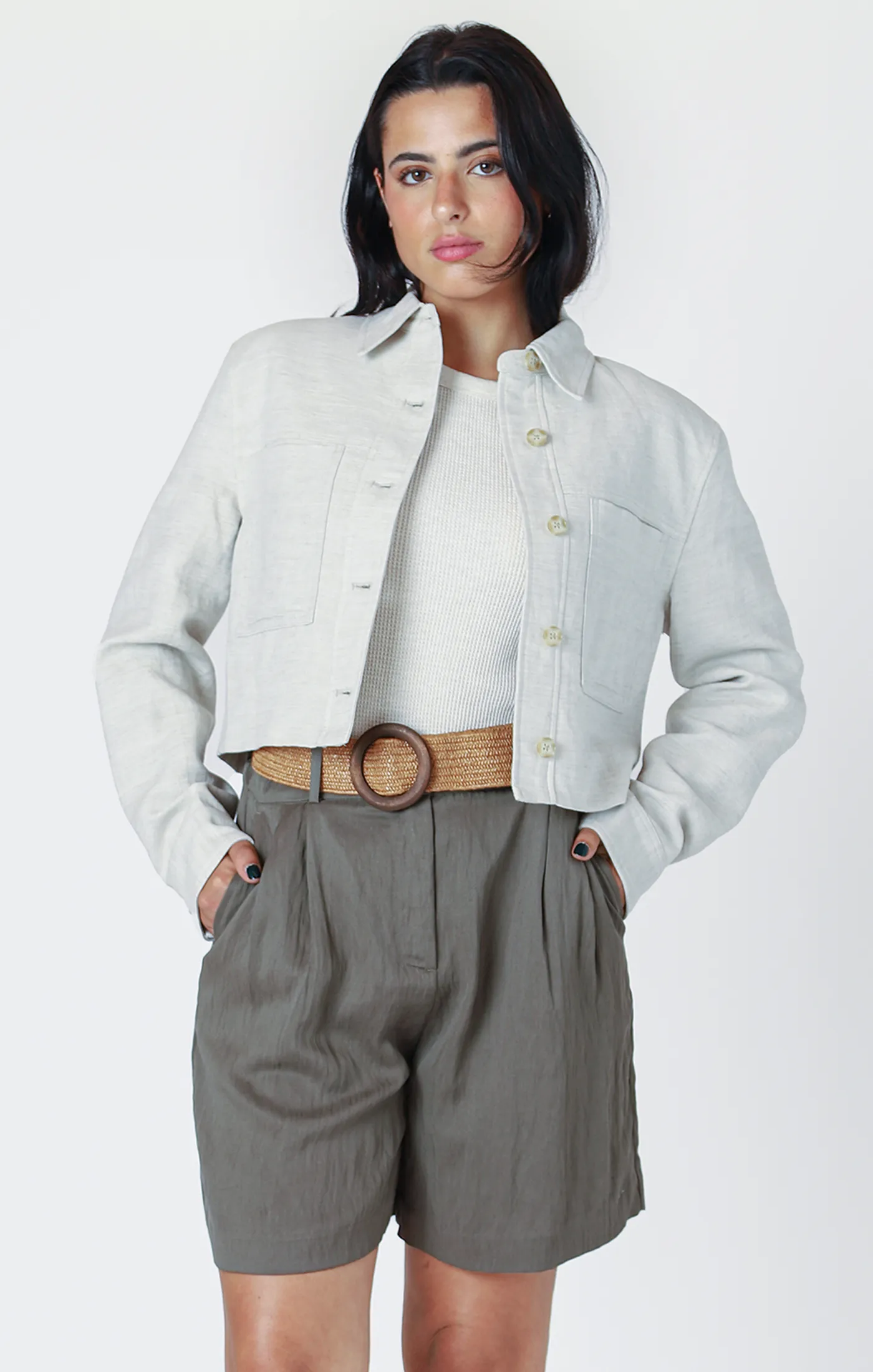 Cropped Utility Jacket | Natural