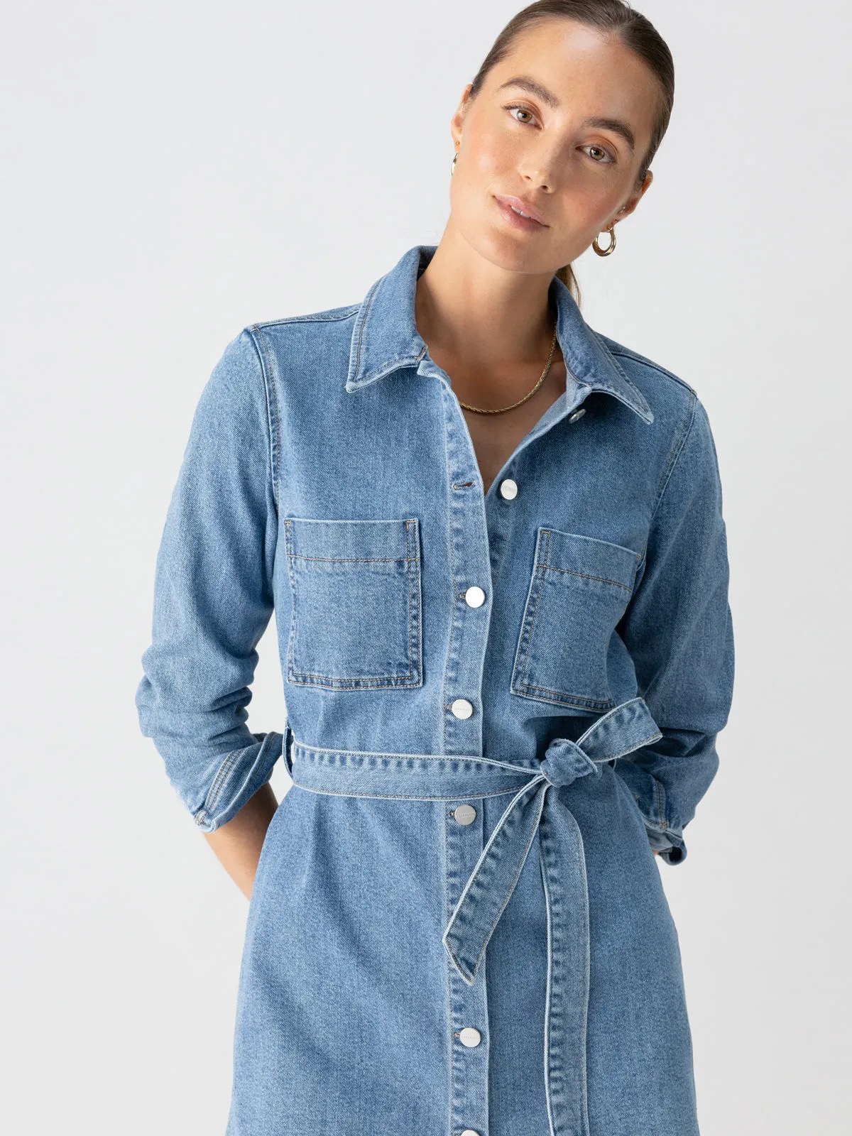 Denim Utility Shirt Dress Solar Flare
