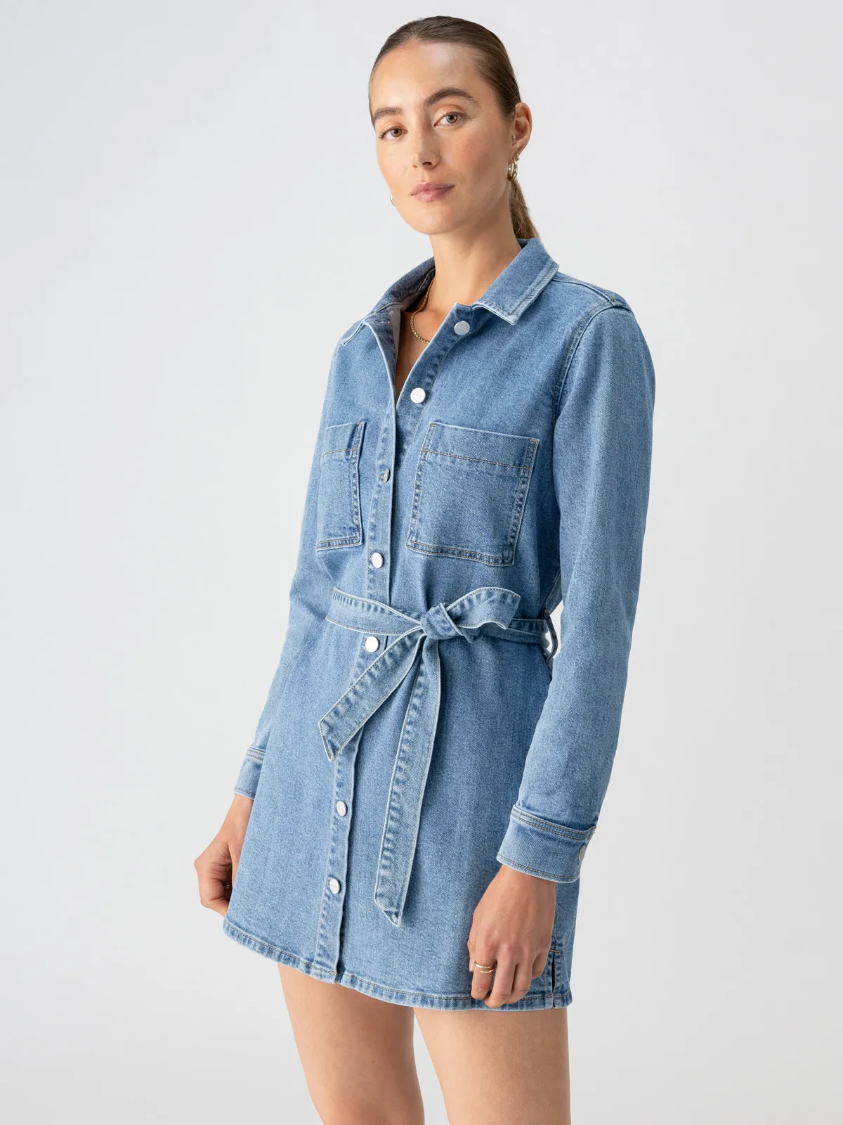 Denim Utility Shirt Dress Solar Flare