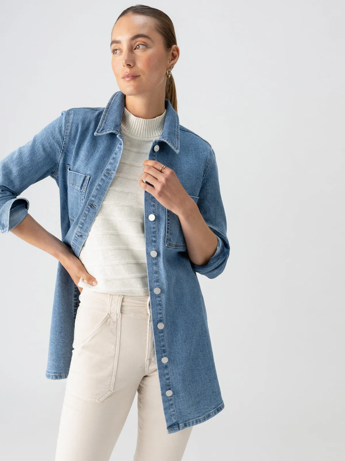 Denim Utility Shirt Dress Solar Flare
