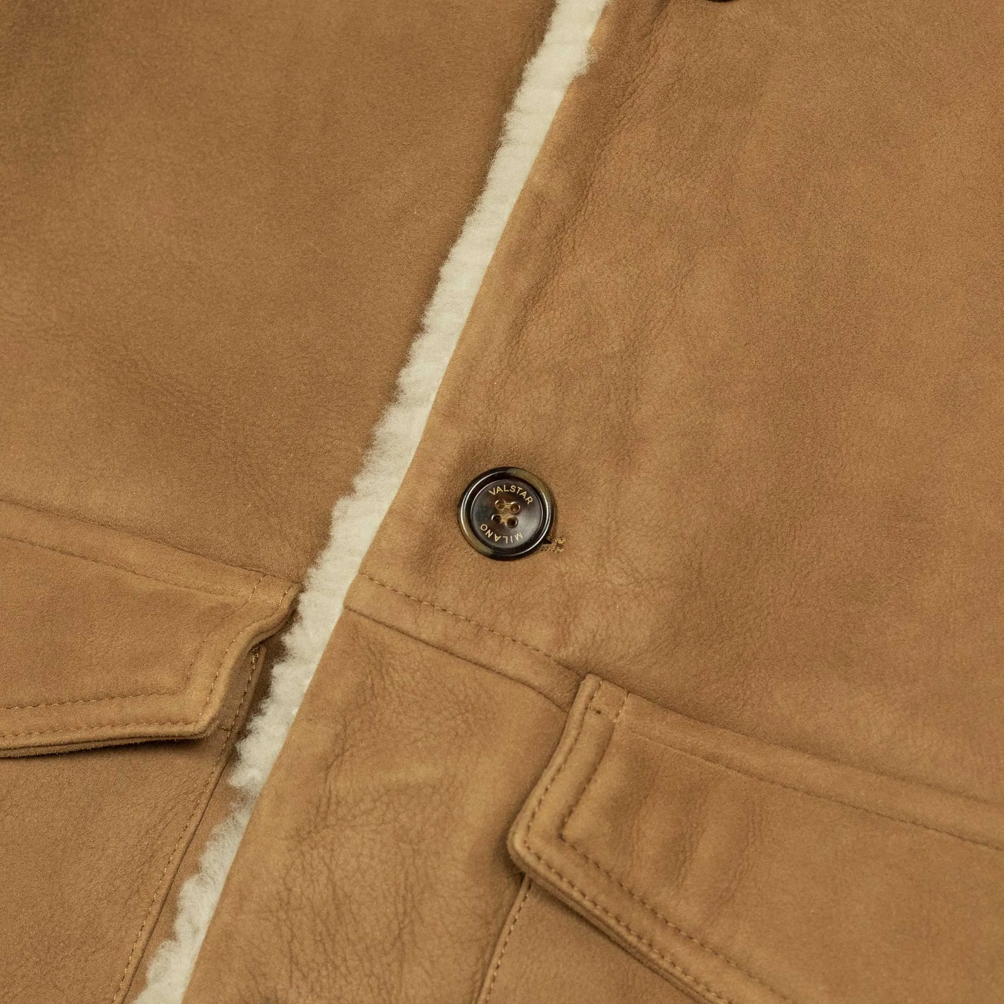 Exclusive "Redford" shearling rancher coat in tan suede