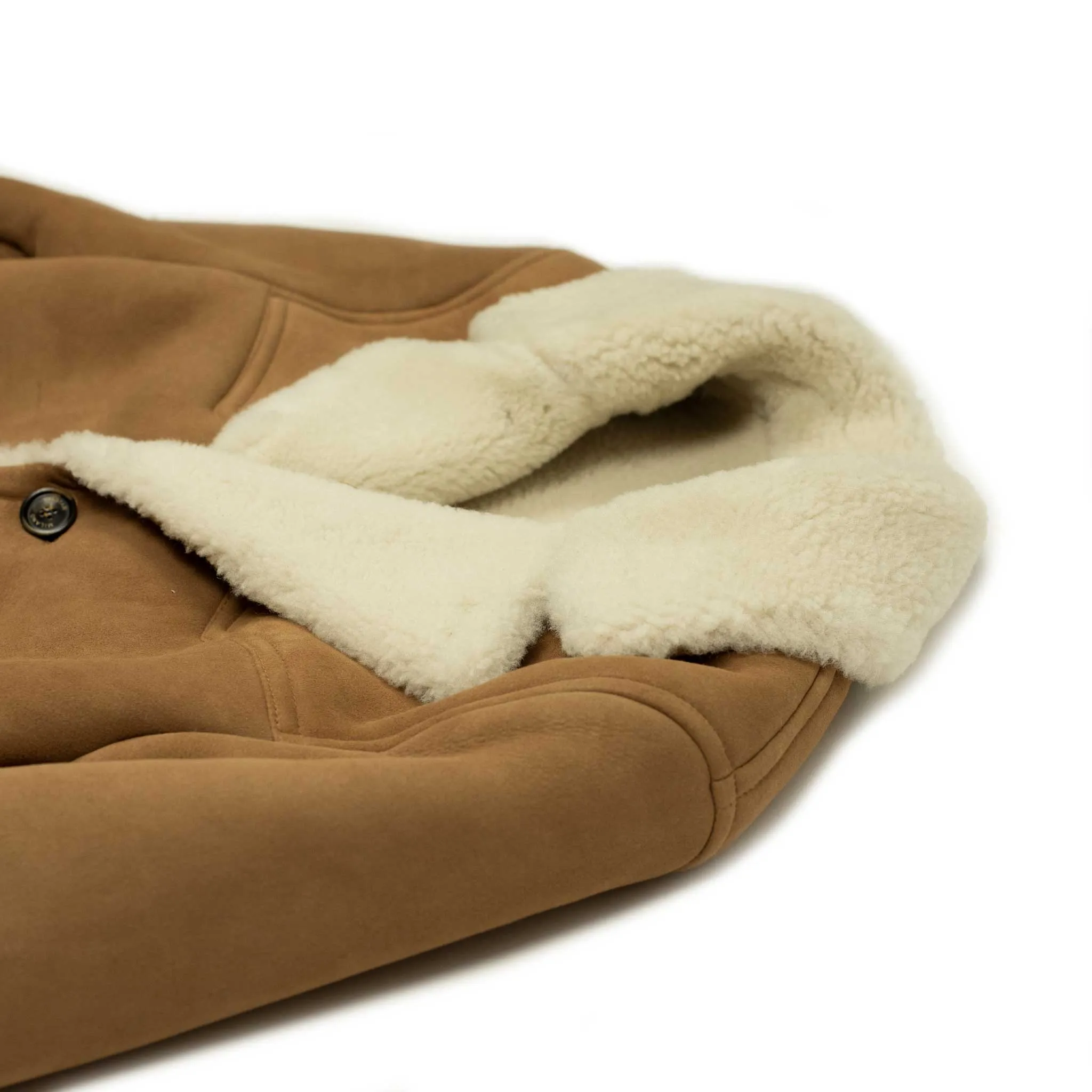 Exclusive "Redford" shearling rancher coat in tan suede