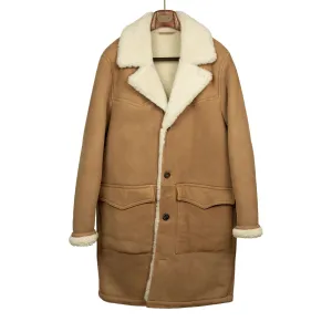 Exclusive "Redford" shearling rancher coat in tan suede