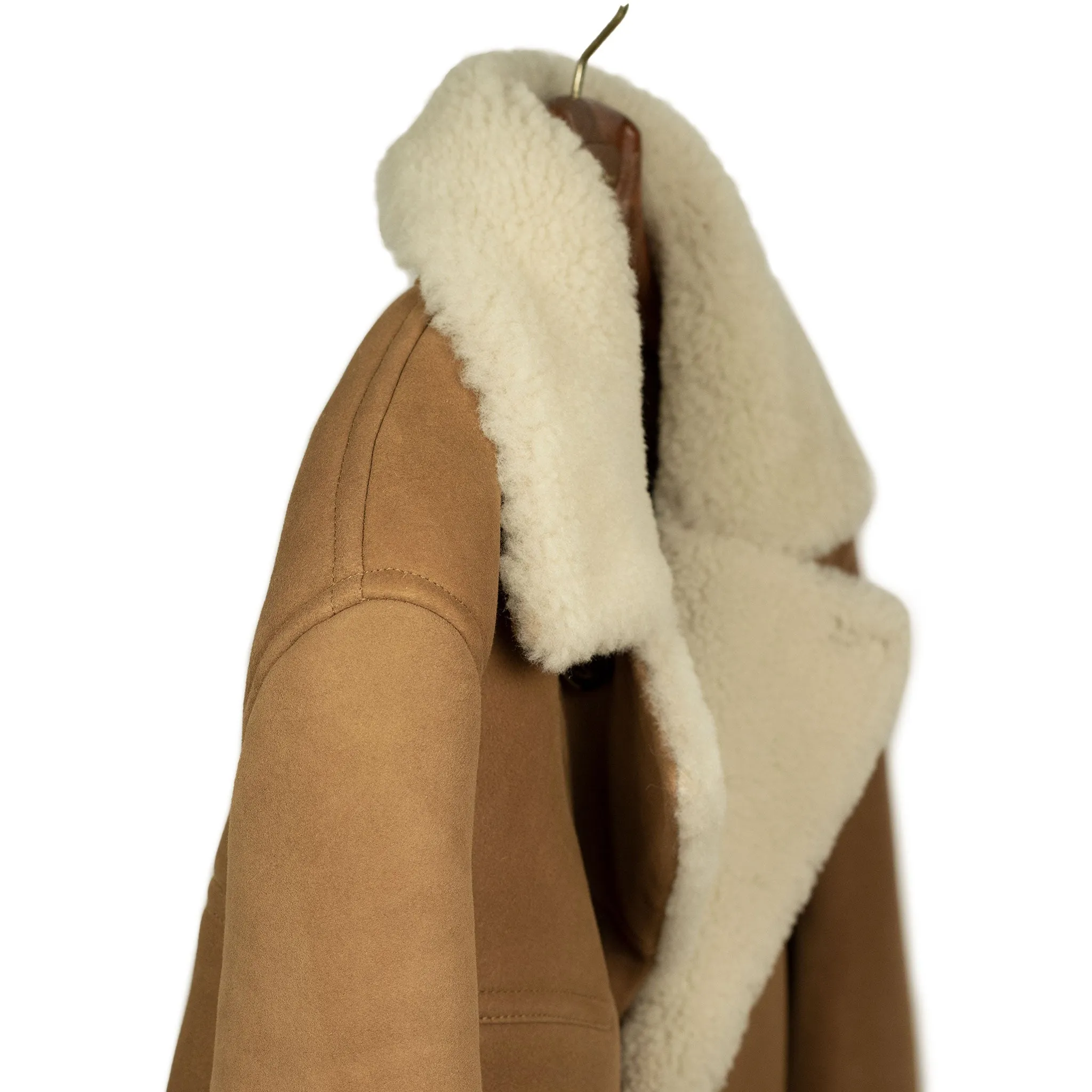 Exclusive "Redford" shearling rancher coat in tan suede