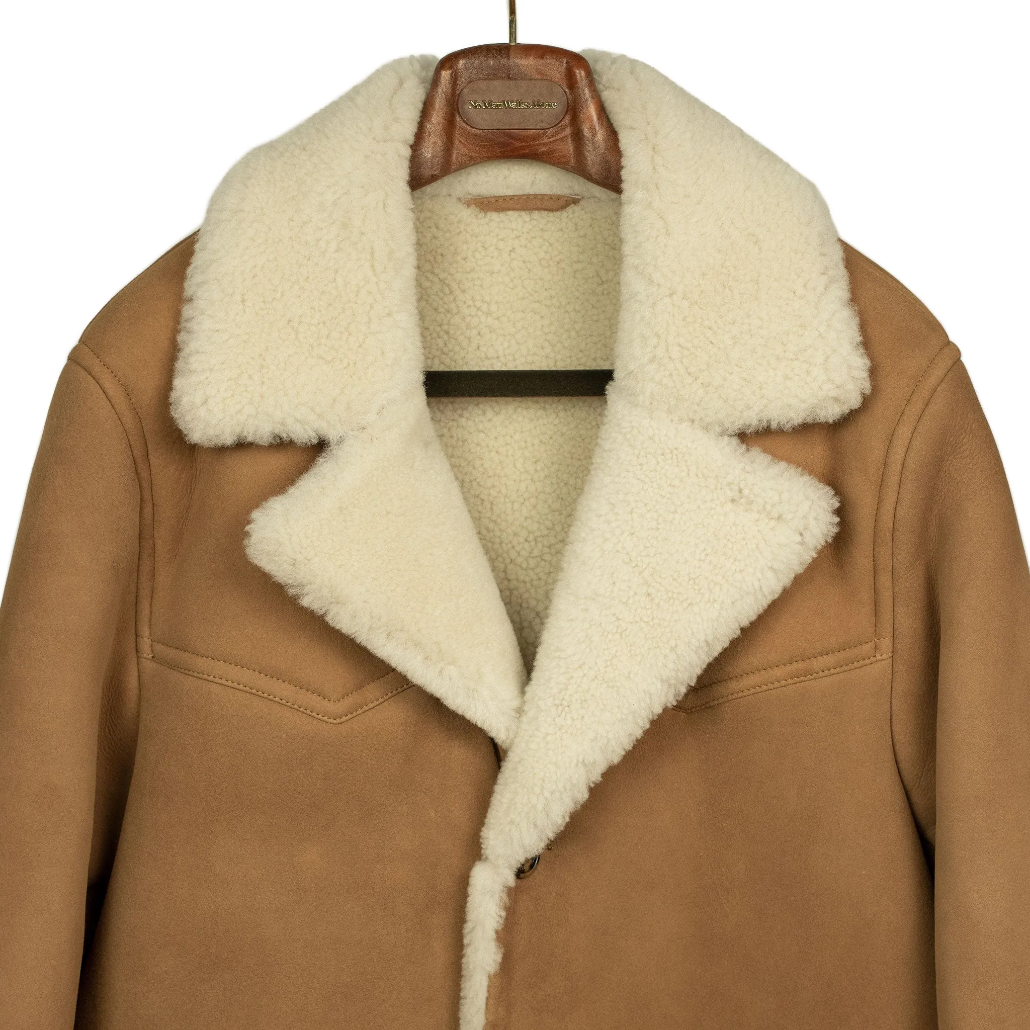 Exclusive "Redford" shearling rancher coat in tan suede
