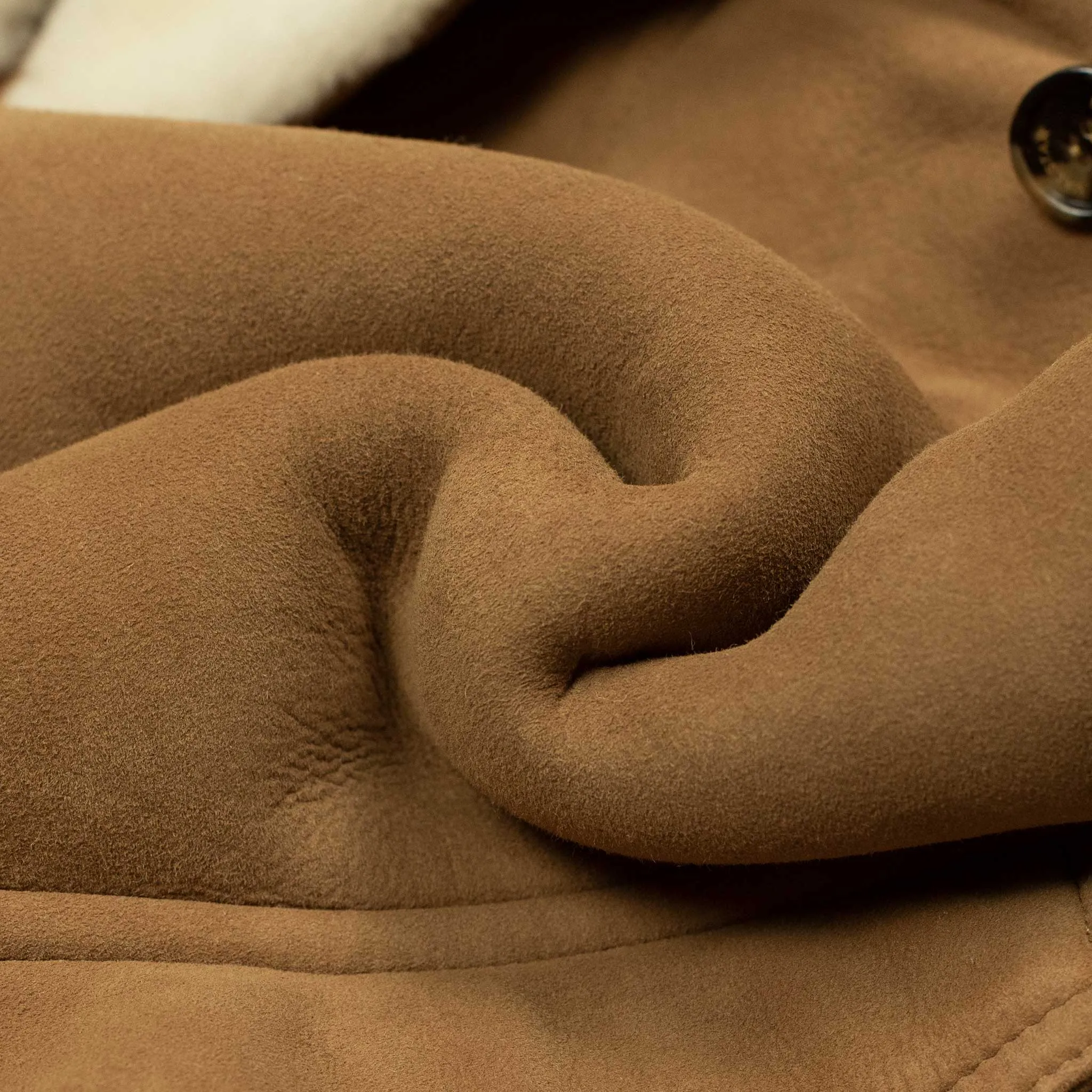 Exclusive "Redford" shearling rancher coat in tan suede
