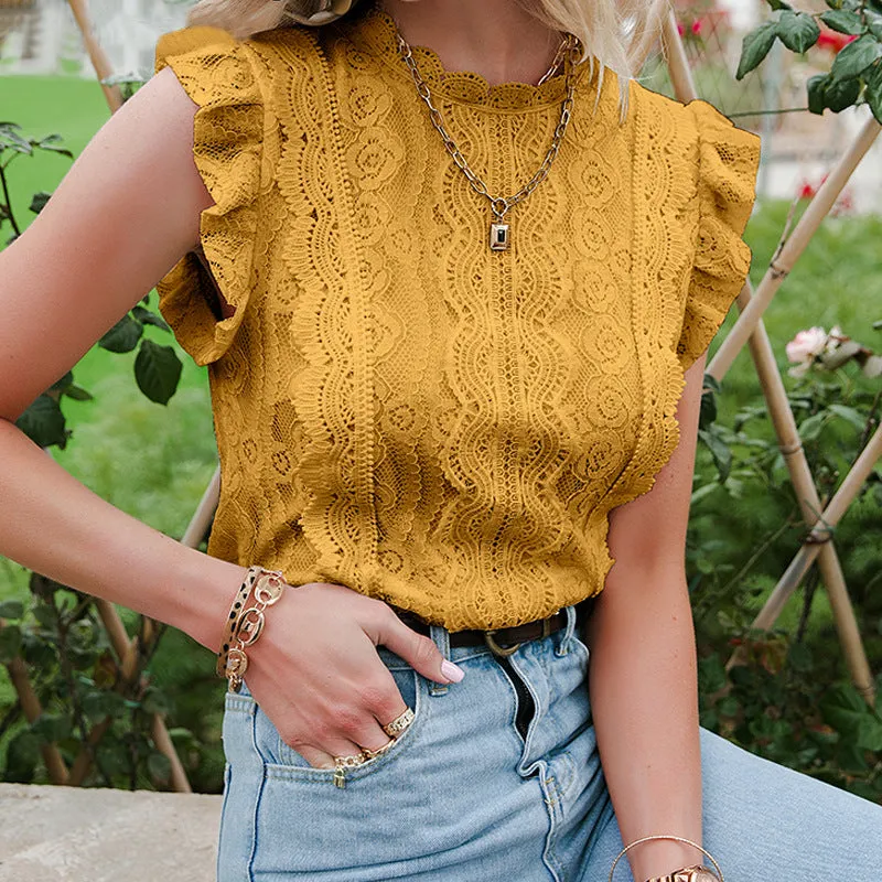 Fashion Lace Short Sleeve Shirt
