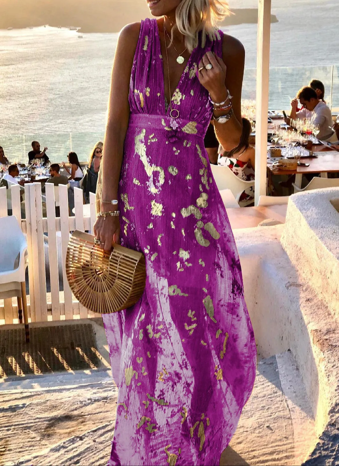 Fashion V-Neck Gilding Dress
