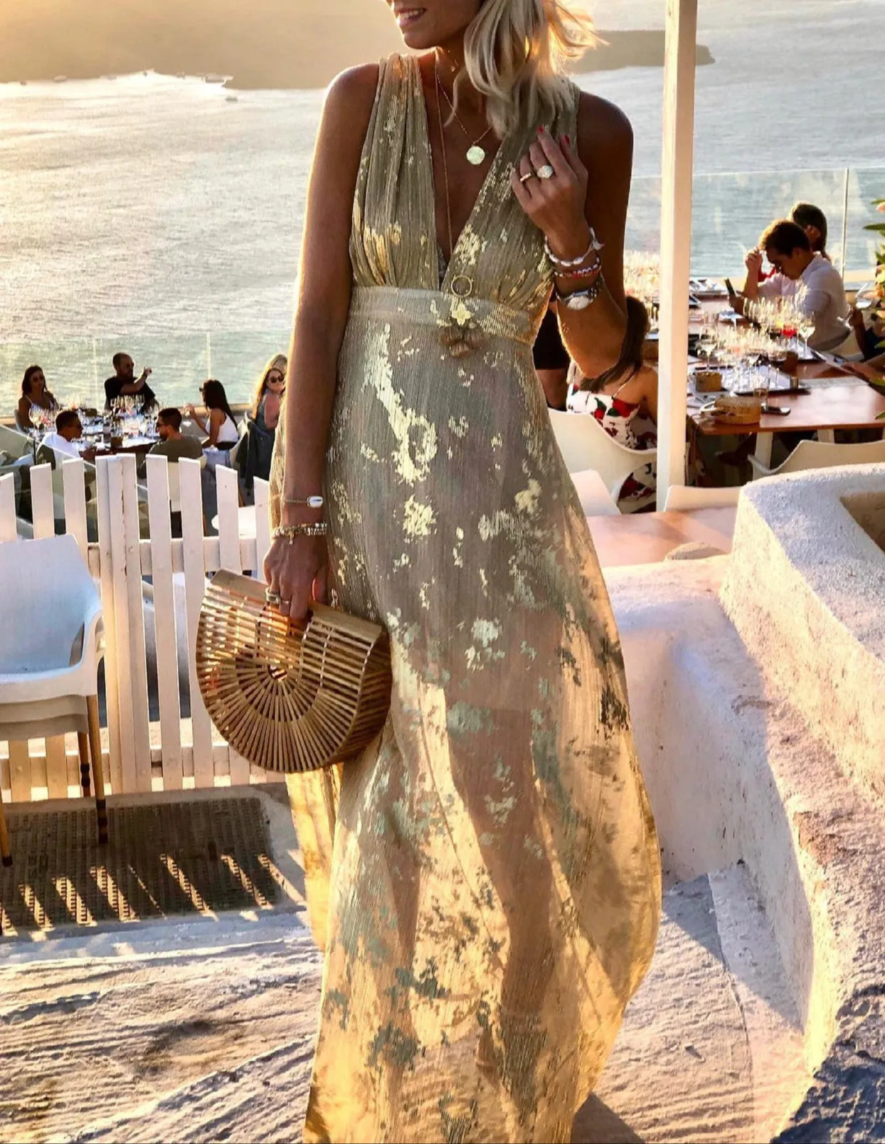 Fashion V-Neck Gilding Dress