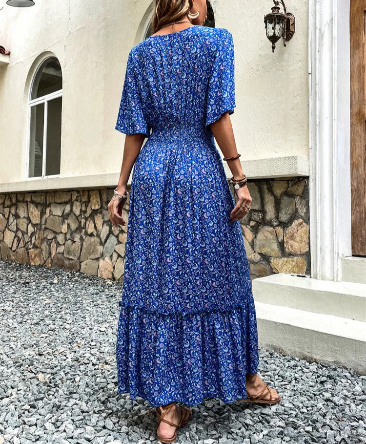 Fashion V-Neck Lace Printing Dress