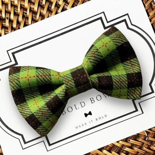 Green and Black Plaid Bow for Dog Collar and Cat Collar