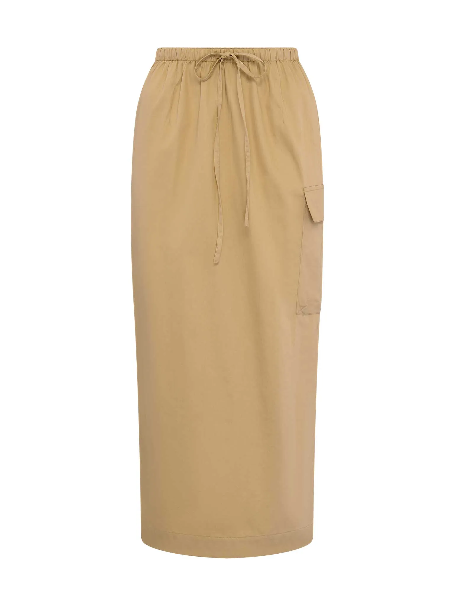 Indigo Cargo Midi Skirt in Beige