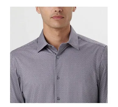 James Geometric OoohCotton Shirt in Zinc by Bugatchi