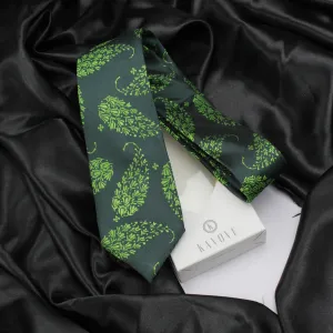 Kovove Floral Design Green Necktie for Men