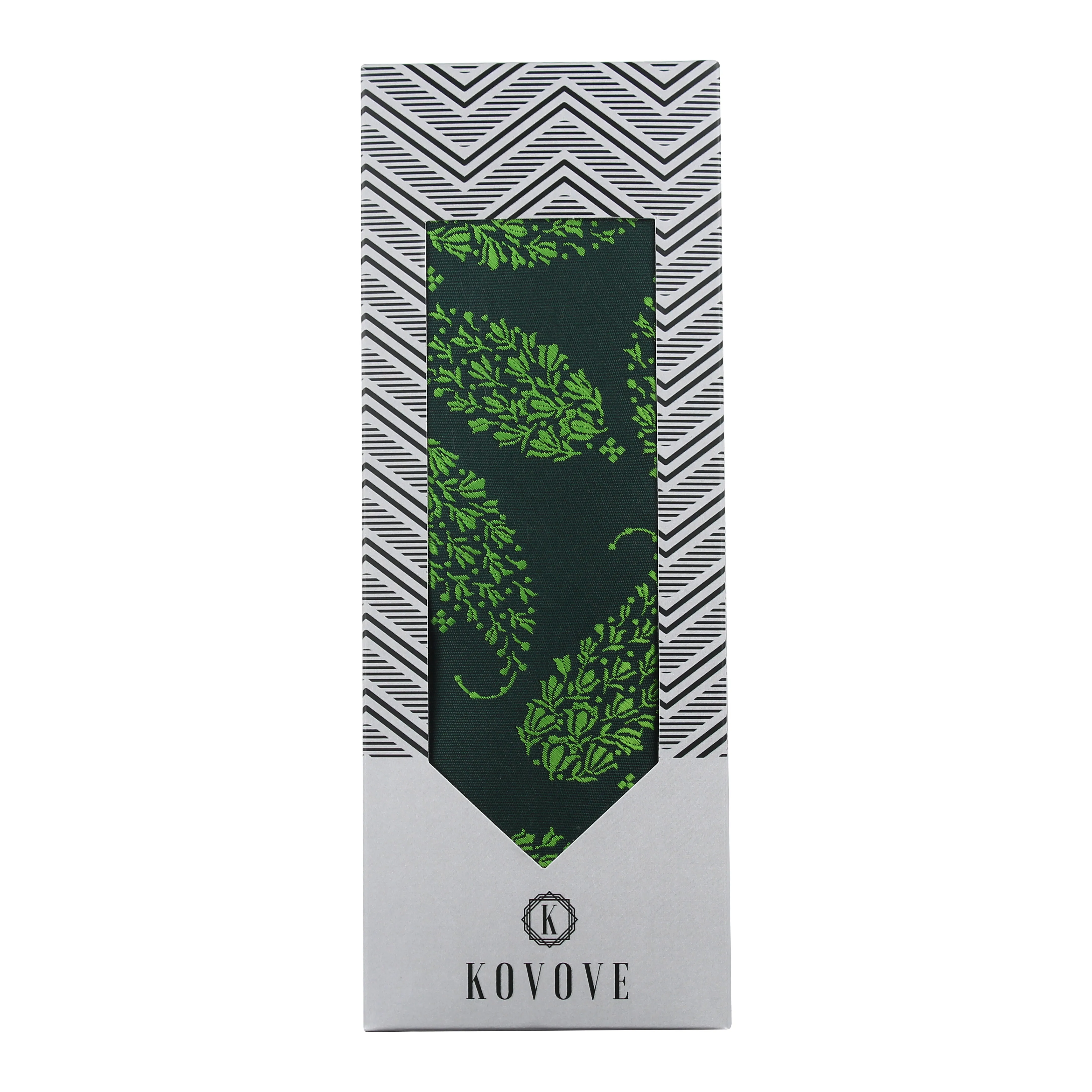 Kovove Floral Design Green Necktie for Men