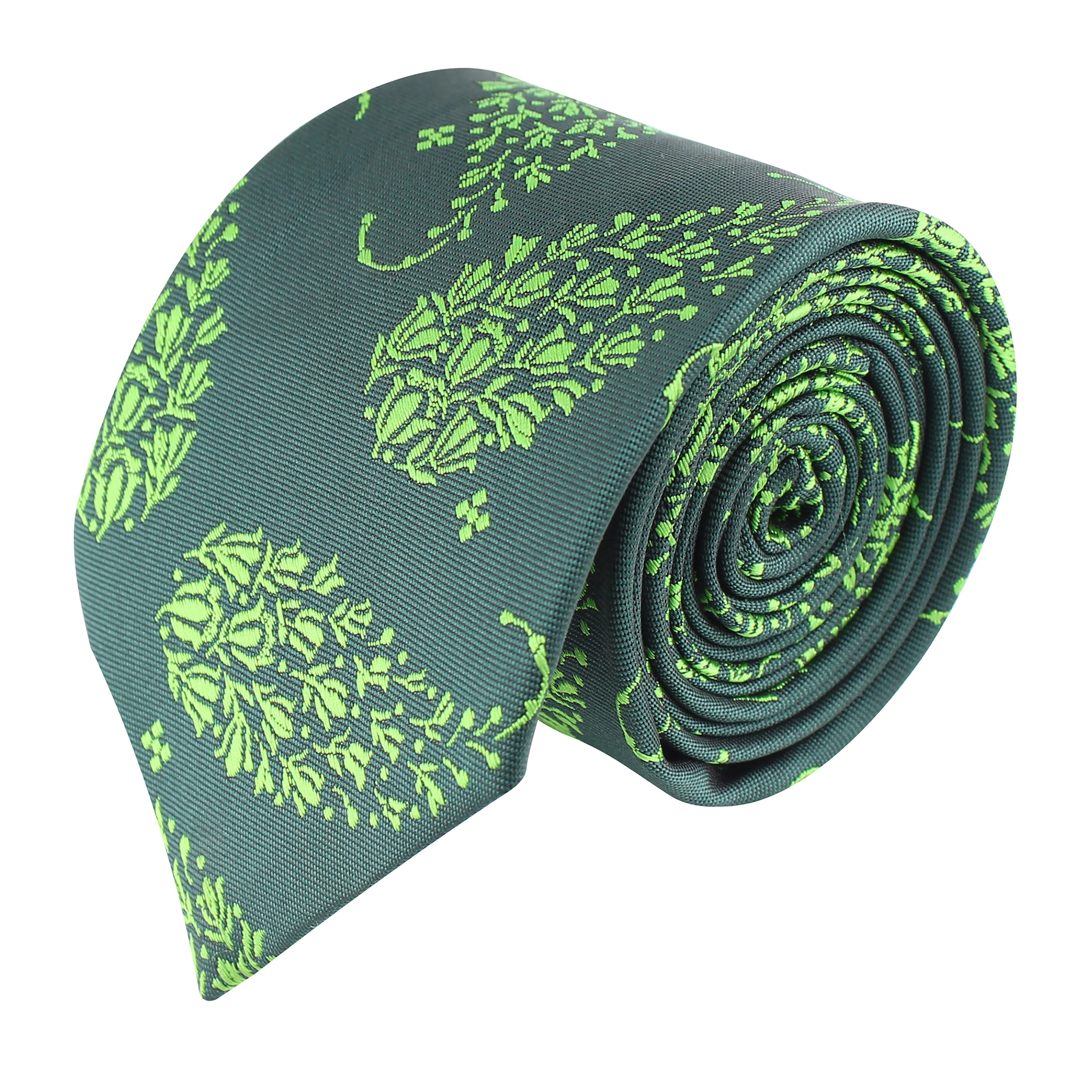 Kovove Floral Design Green Necktie for Men