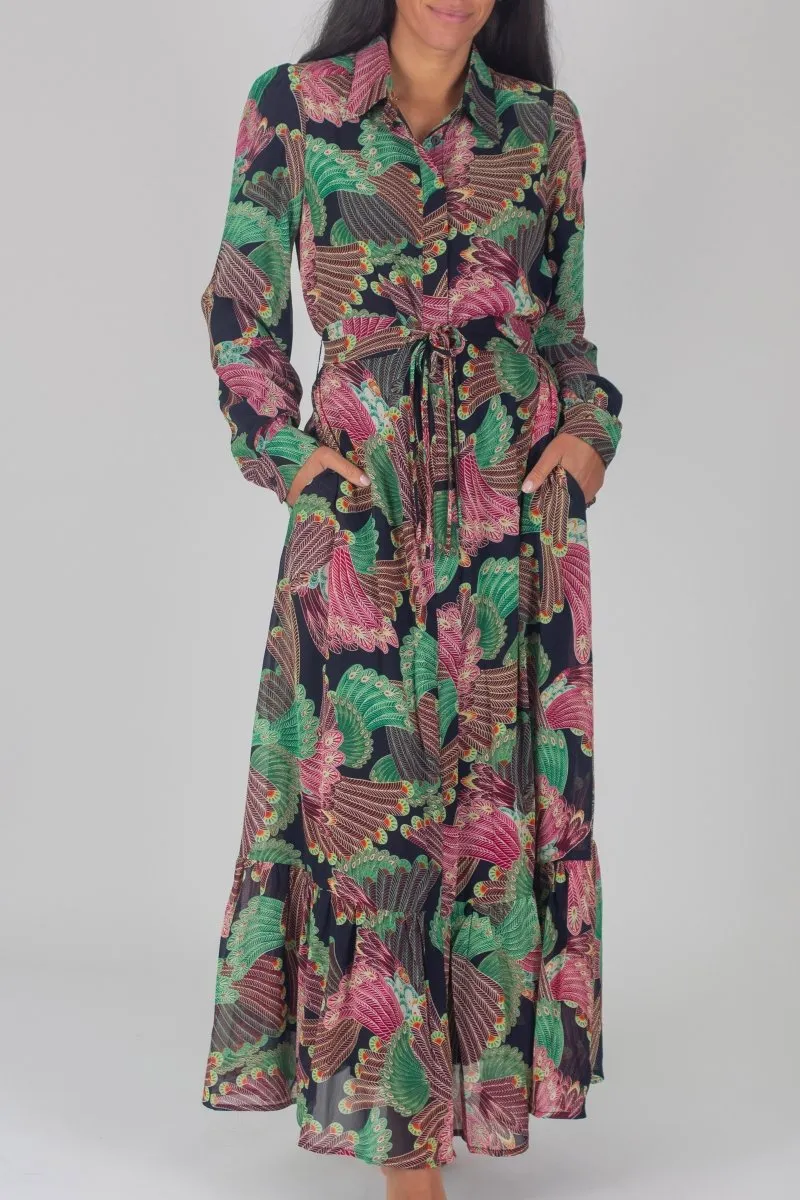 LEXI DRESS (BLACK PATTERN / GREEN)
