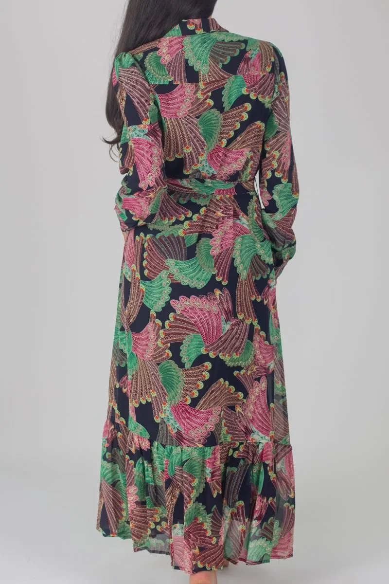 LEXI DRESS (BLACK PATTERN / GREEN)