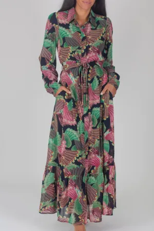 LEXI DRESS (BLACK PATTERN / GREEN)