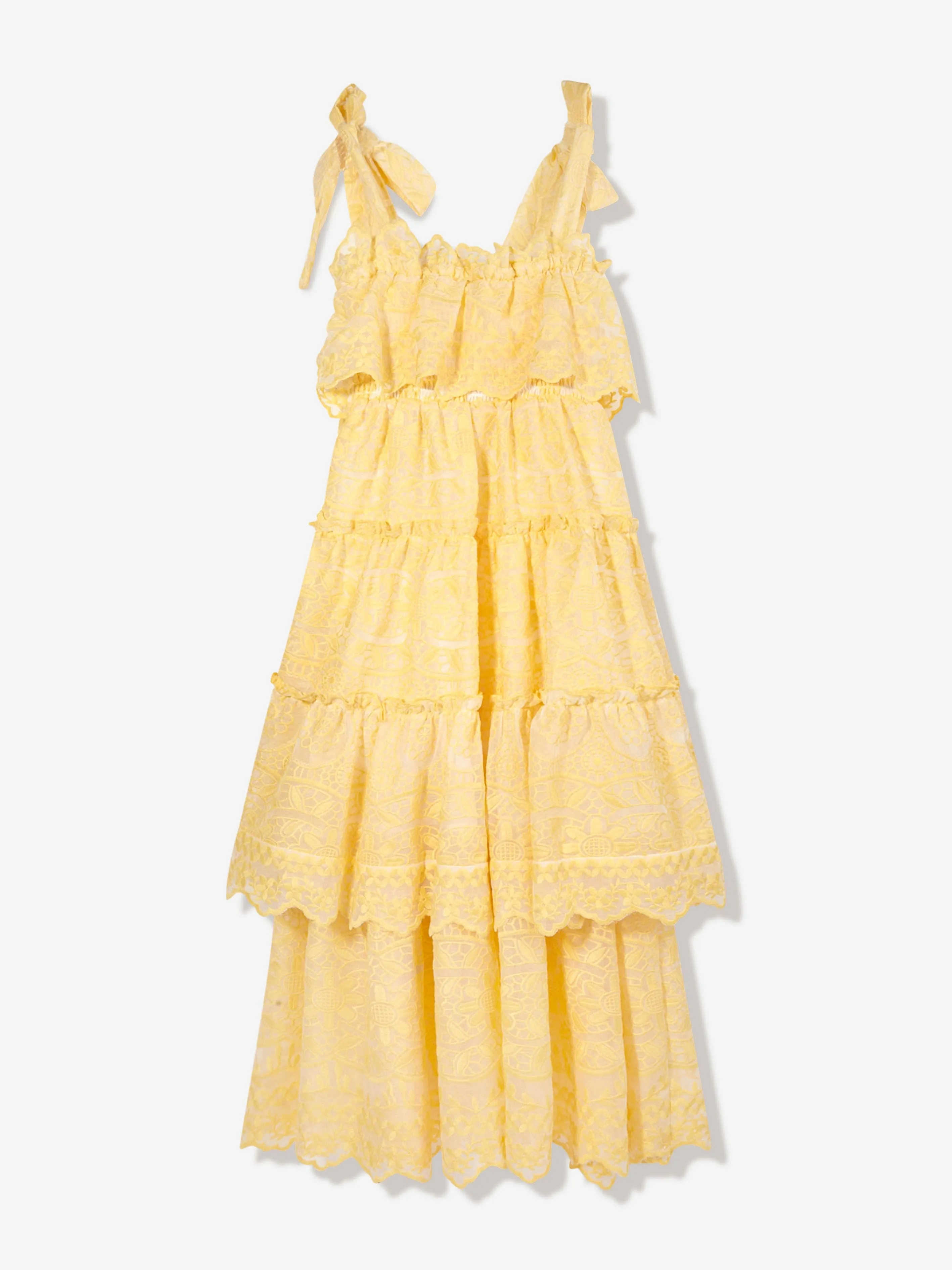 Marlo Girls Juniper Embroidered Maxi Dress in Yellow
