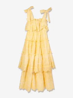 Marlo Girls Juniper Embroidered Maxi Dress in Yellow