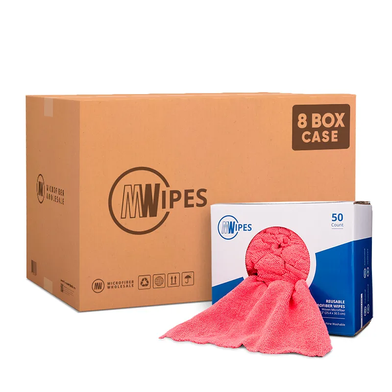 MWipes Reusable Microfiber Wipes - Box of 50 - 10"x12" - Blue - Case of 8