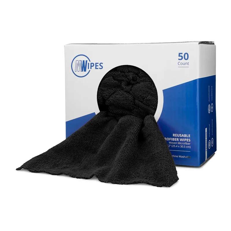 MWipes Reusable Microfiber Wipes - Box of 50 - 10"x12" - Blue - Case of 8