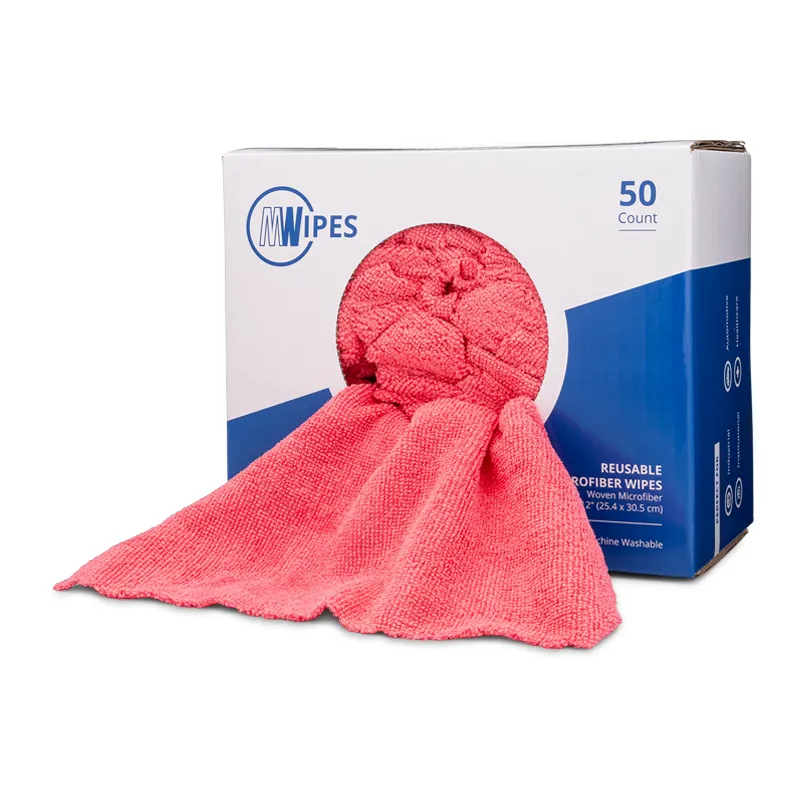 MWipes Reusable Microfiber Wipes - Box of 50 - 10"x12" - Blue - Case of 8
