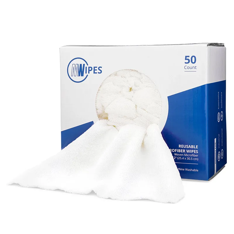 MWipes Reusable Microfiber Wipes - Box of 50 - 10"x12" - Blue - Case of 8
