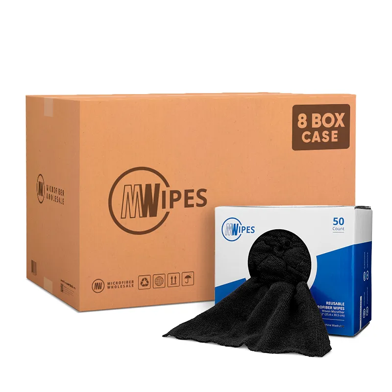 MWipes Reusable Microfiber Wipes - Box of 50 - 10"x12" - Blue - Case of 8