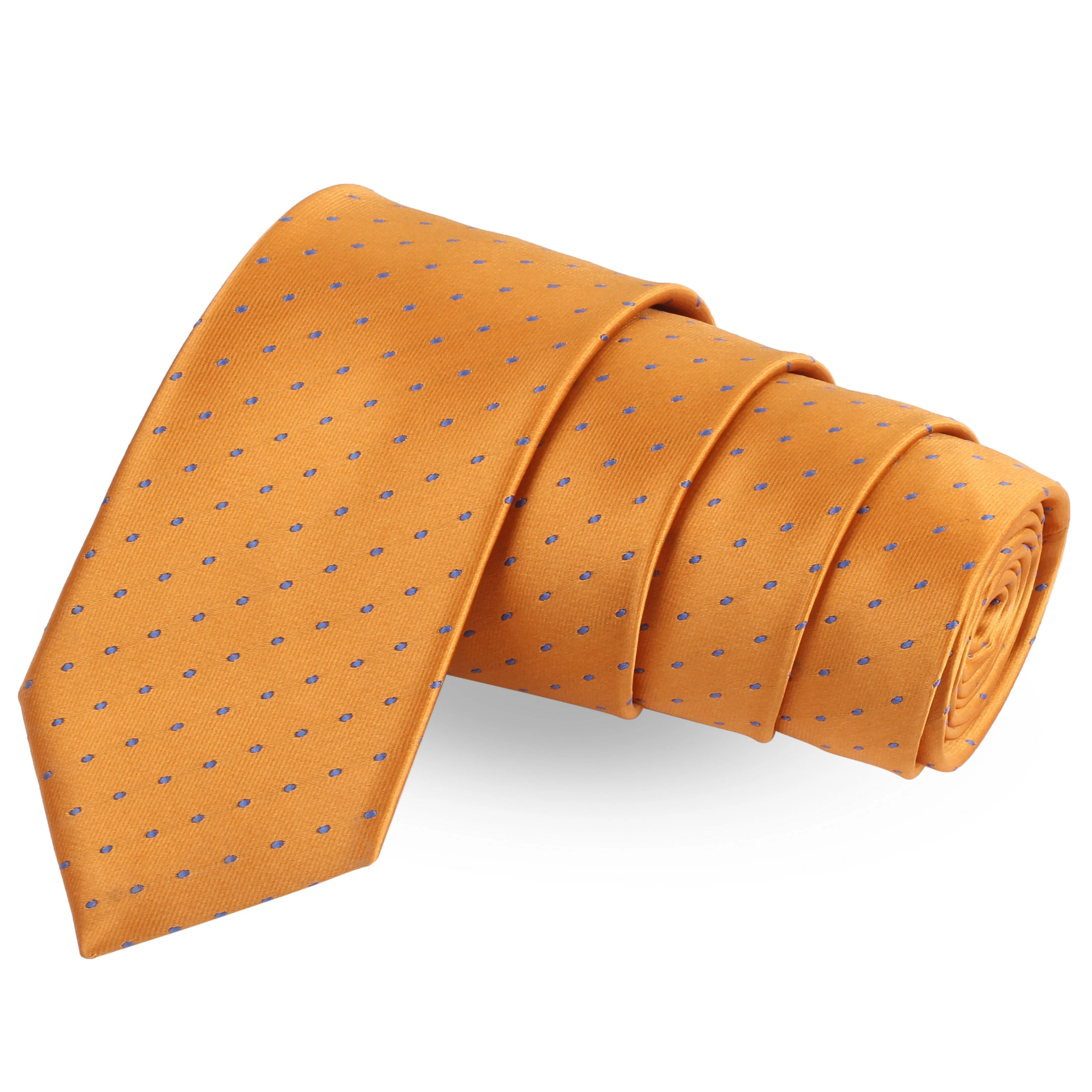 Peluche Dotted Gold Colored Microfiber Necktie For Men