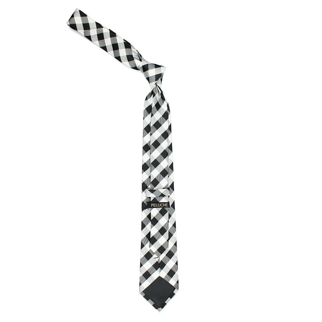 Peluche Nifty Black Neck Tie & Pocket Square Set for Men