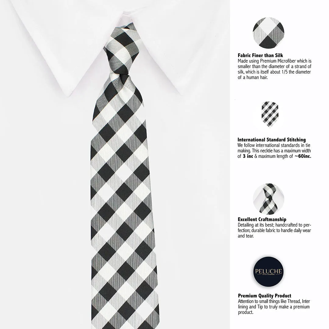 Peluche Nifty Black Neck Tie & Pocket Square Set for Men
