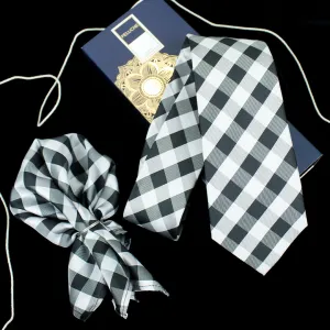 Peluche Nifty Black Neck Tie & Pocket Square Set for Men