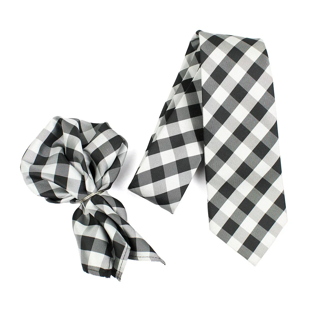 Peluche Nifty Black Neck Tie & Pocket Square Set for Men