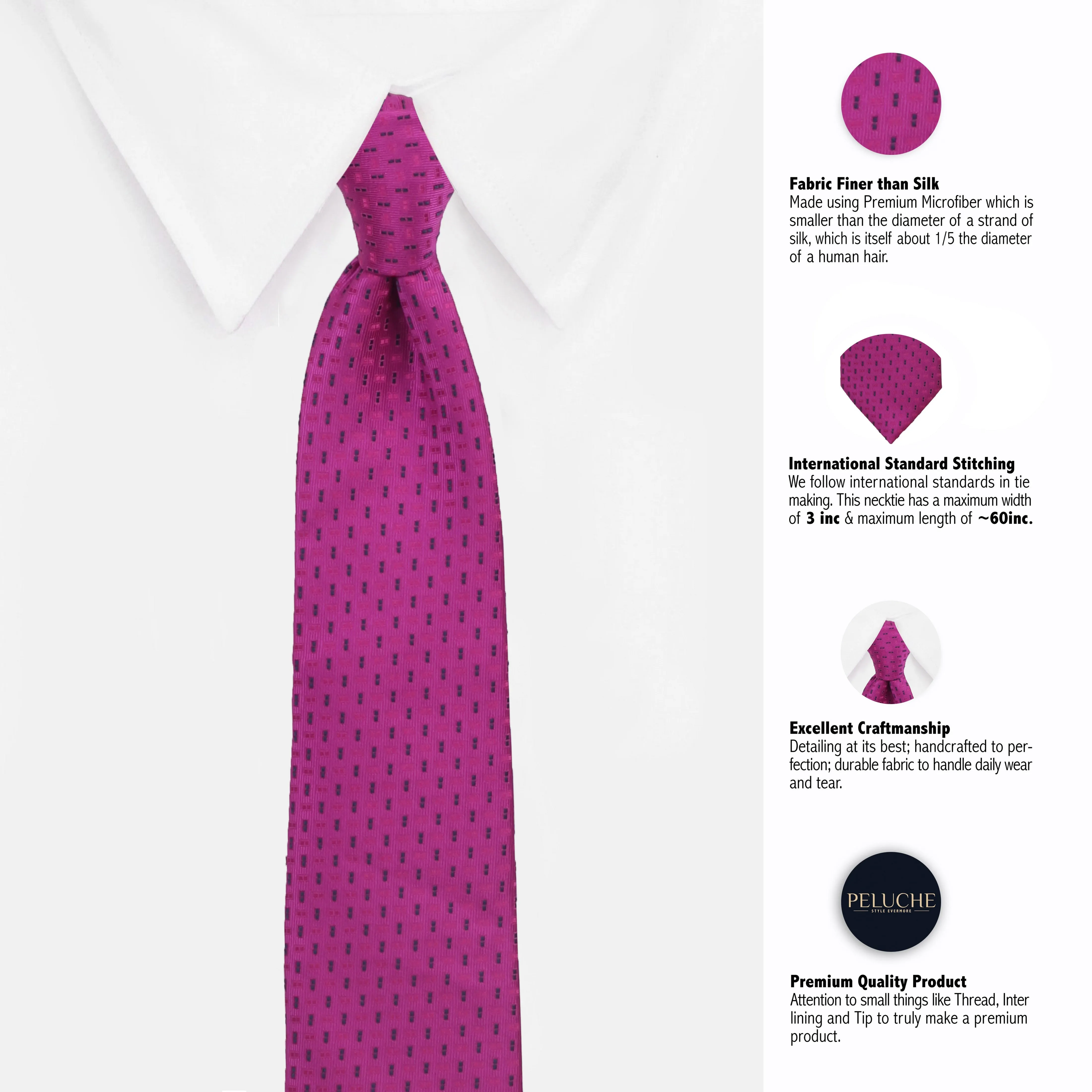Peluche Notty Pink And Black Microfiber Necktie For Men