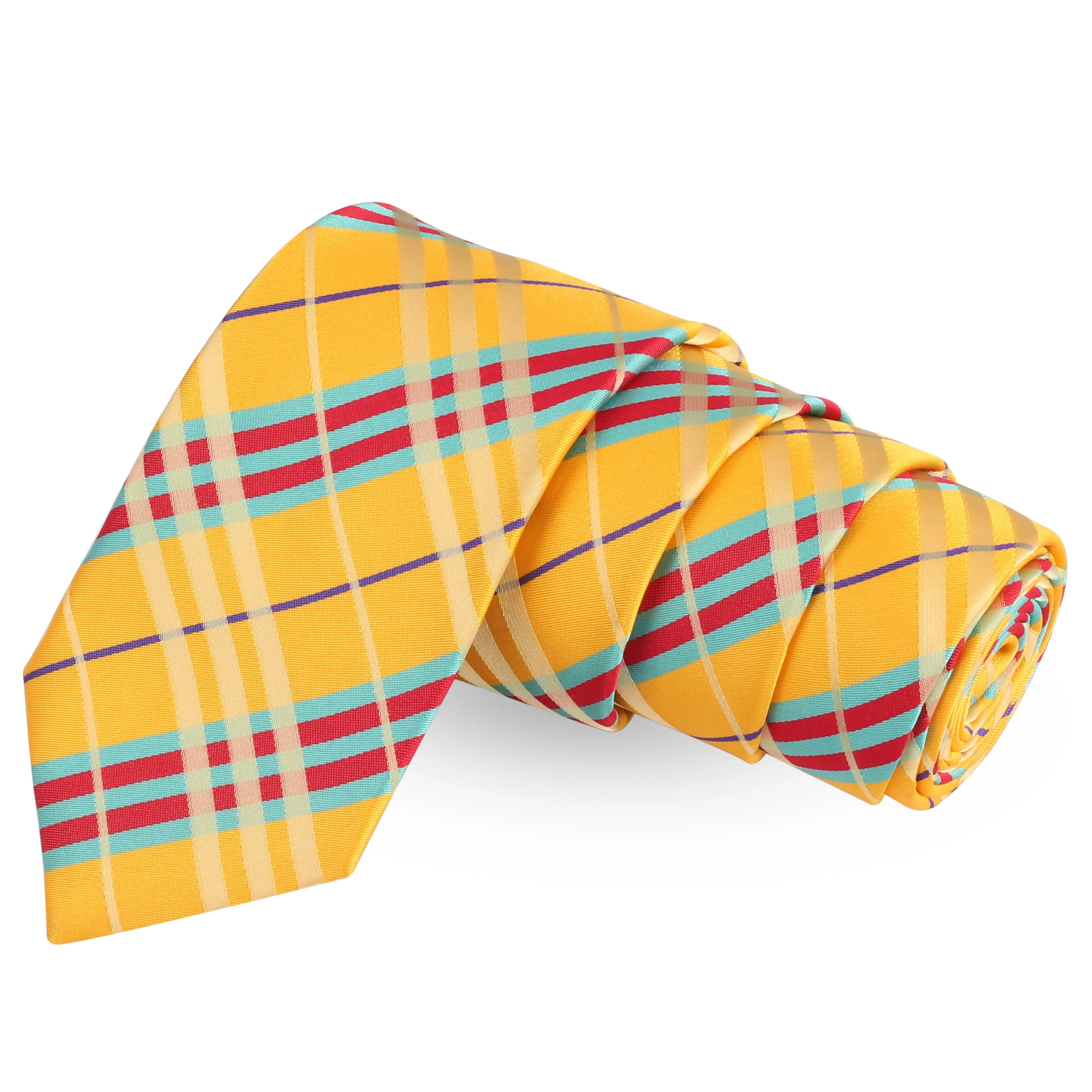 Peluche Polished Yellow Microfiber Necktie For Men