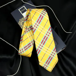 Peluche Polished Yellow Microfiber Necktie For Men