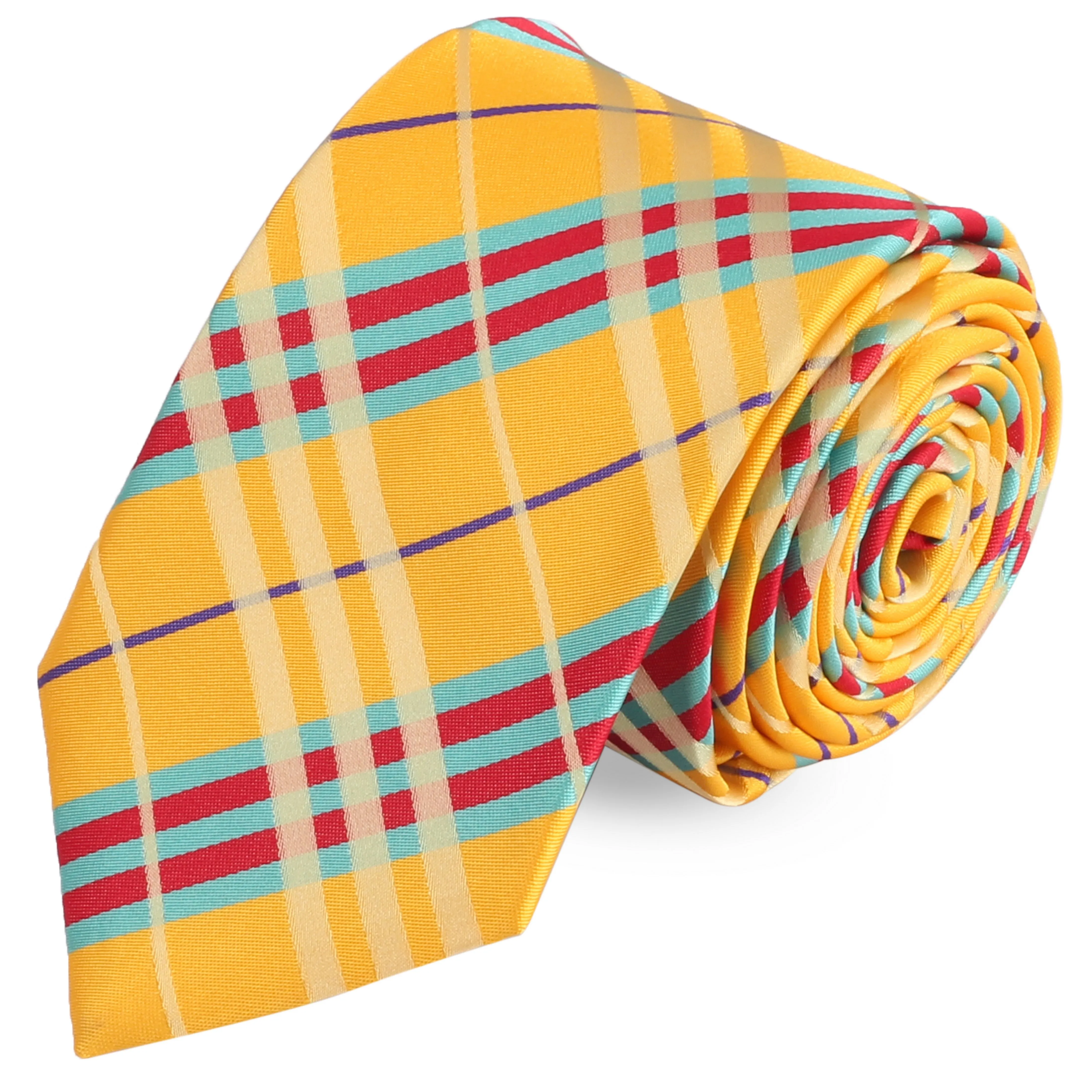 Peluche Polished Yellow Microfiber Necktie For Men