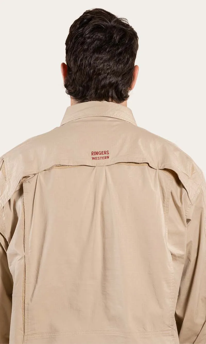 Pilbara Mens Ripstop Full Button Work Shirt Camel