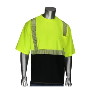 PIP 312-1275B-LY/4X ANSI Type R Class 2 Short Sleeve T-Shirt with Black Bottom Front