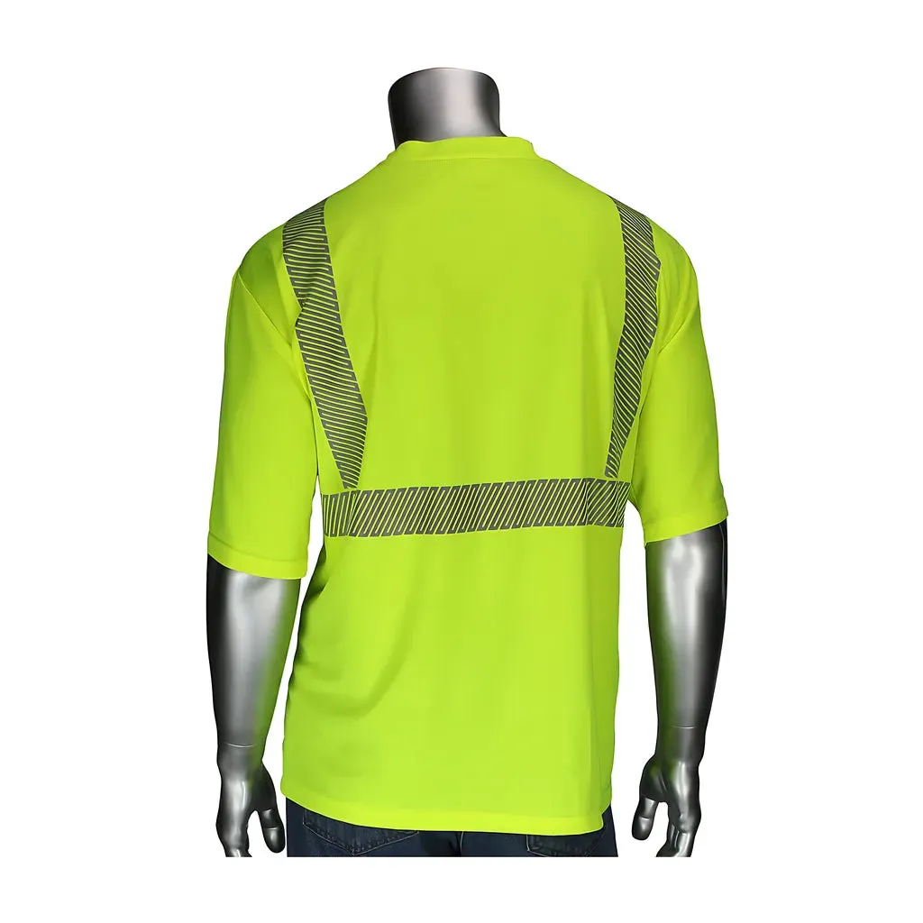 PIP 312-1275B-LY/4X ANSI Type R Class 2 Short Sleeve T-Shirt with Black Bottom Front